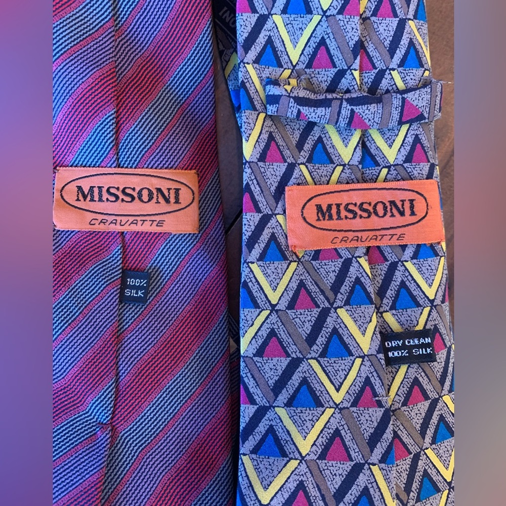 Set of 2 Missoni 100% silk ties.